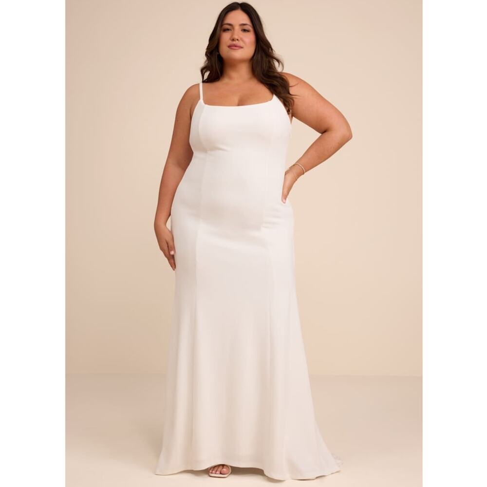Lulus Luxe Bridal NWOT Blessed Romance White Button Back Mermaid Wedding Dress